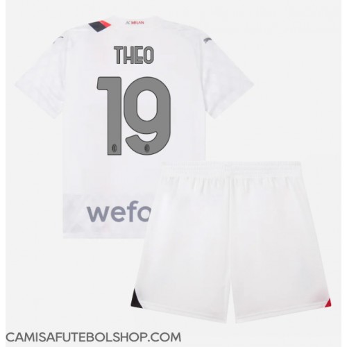 Camisa de time de futebol AC Milan Theo Hernandez #19 Replicas 2º Equipamento Infantil 2023-24 Manga Curta (+ Calças curtas)